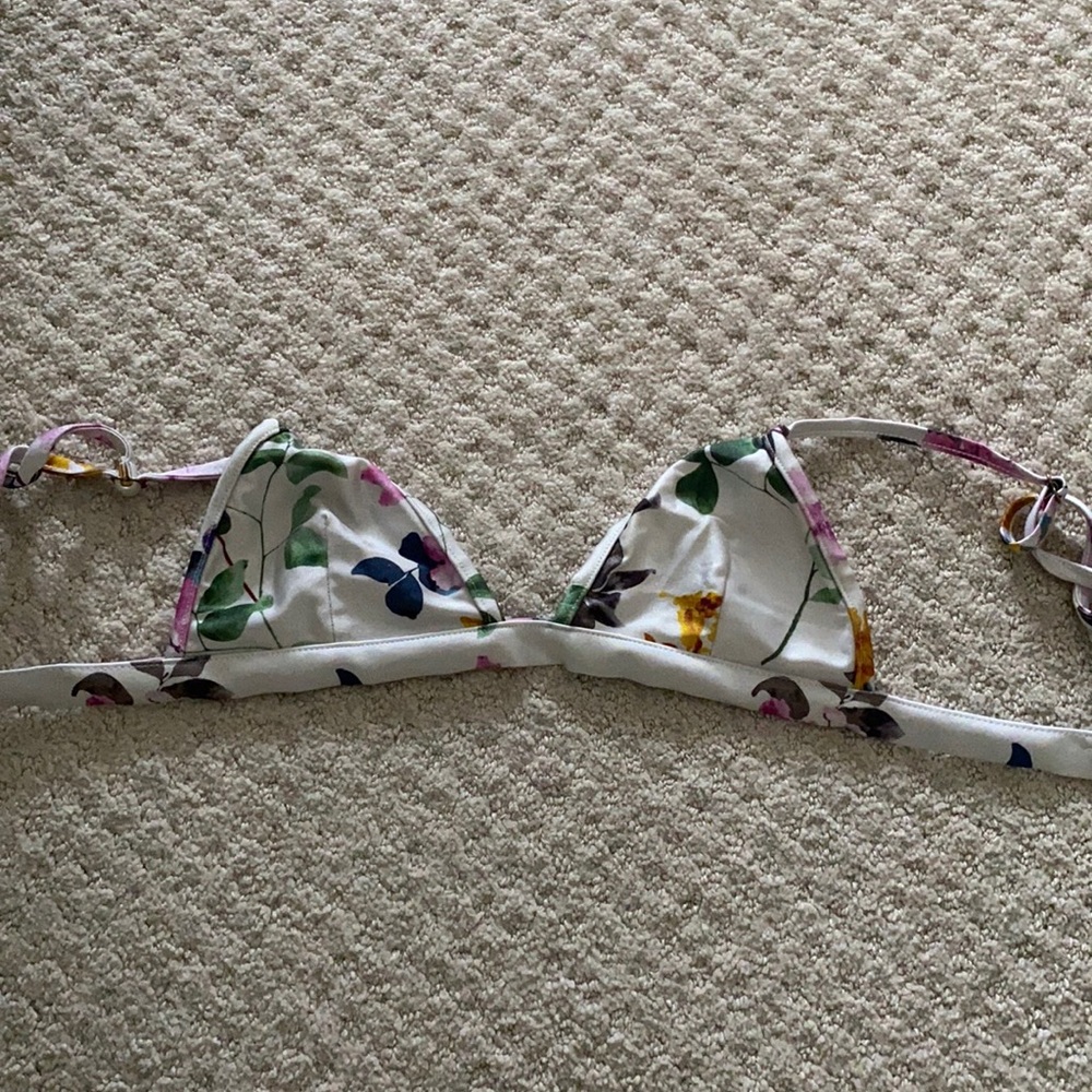 White Floral Bikini Top